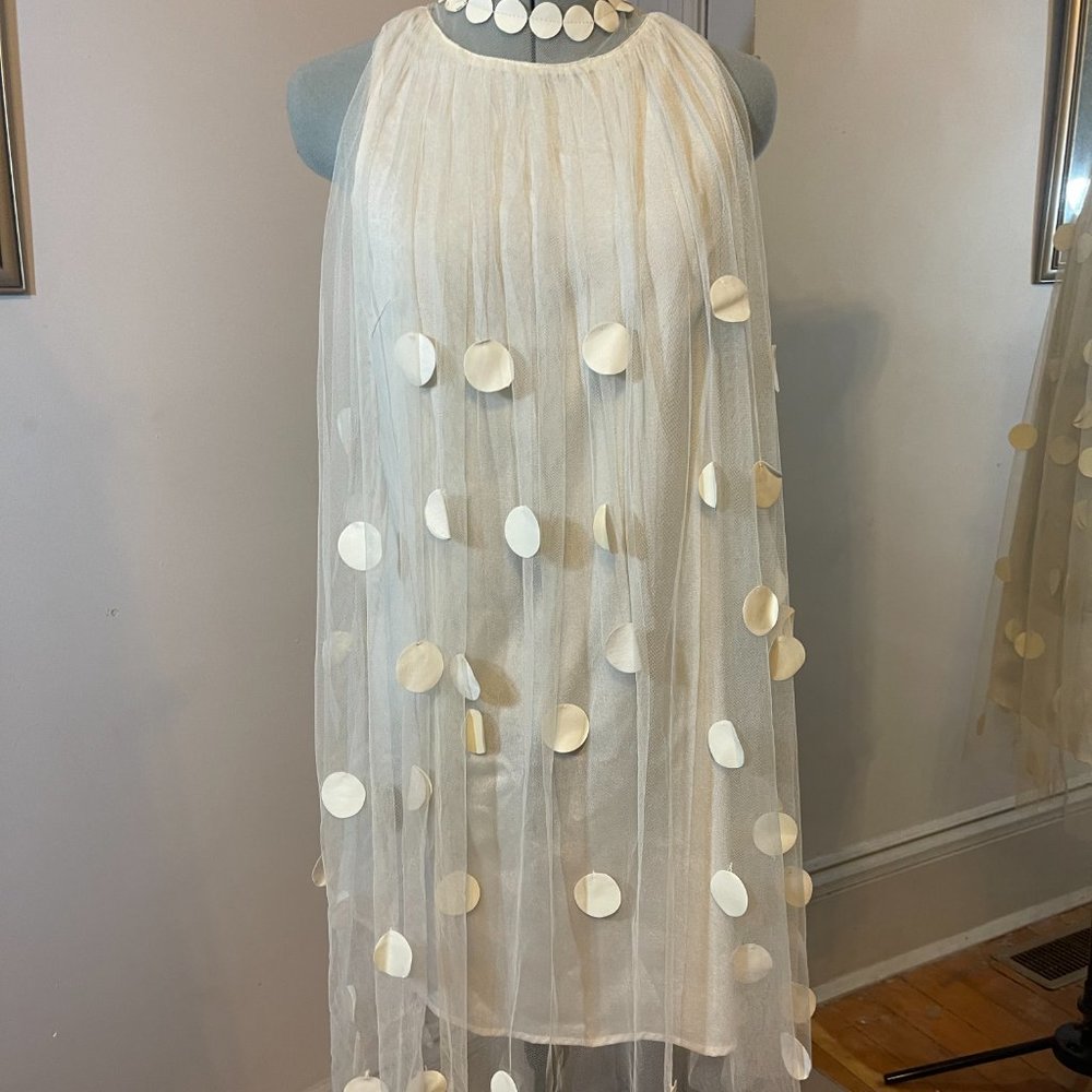 Gracia ivory polka dot chiffon sheer shift dress - Picture 5 of 11